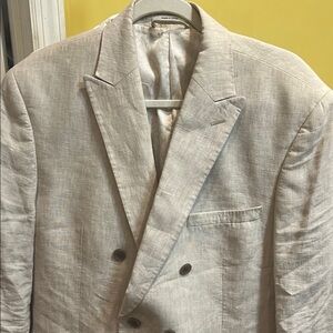 Bar III Tan Linen Sport Coat Double-Breasted Blazer